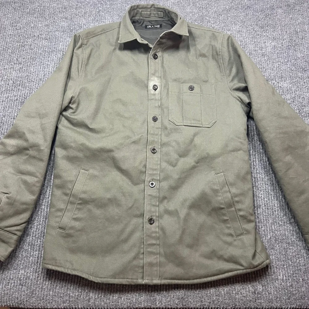 Line of Trade Mens Insulated Shirt Jacket Barn Chore Green Twill Workwear Medium